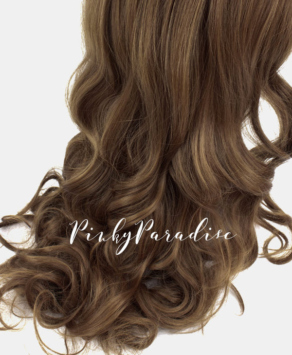Taupe Brown Long Curly 70cm
