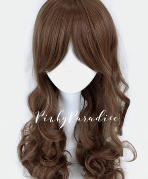 Taupe Brown Long Curly 70cm