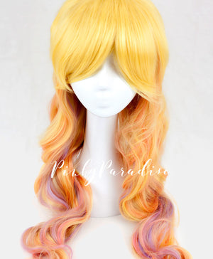 Yellow Blonde/Purple Highlights Lolita Wavy 75cm