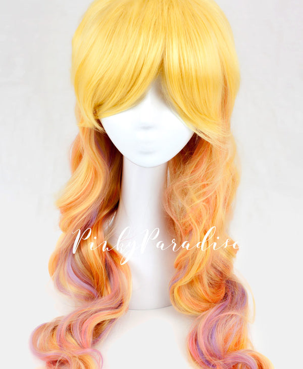 Yellow Blonde/Purple Highlights Lolita Wavy 75cm