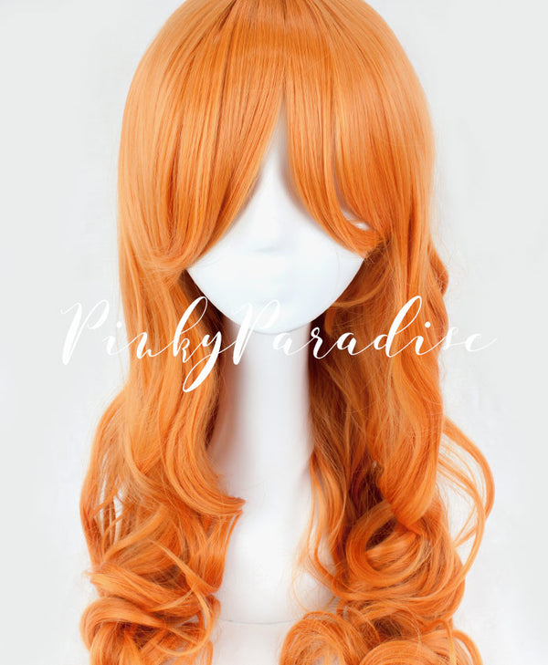 Tangerine Orange Long Curly 75cm
