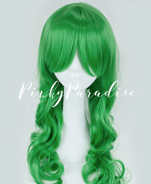 Bright Green Long Curly 65cm