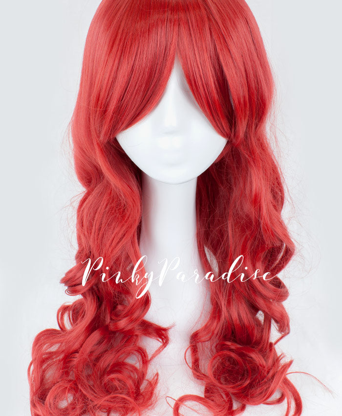 Fire Brick Red Long Wavy 70cm