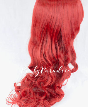 火砖红色长卷发70厘米