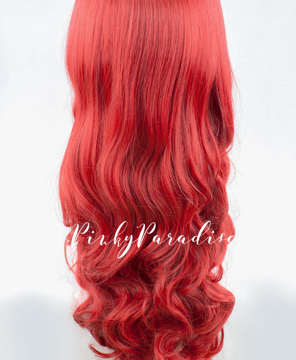 火砖红色长卷发70厘米