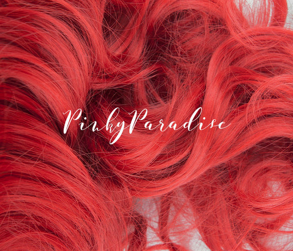 火砖红色长卷发70厘米