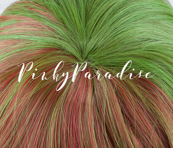 Tri Tone Green/Brown with Red bottom Long Wavy 75cm