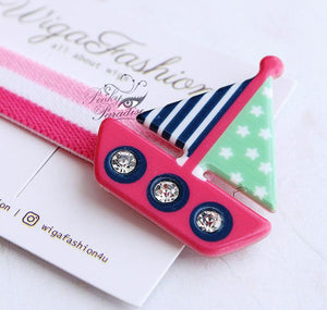 Segelboot Rosa Ball Charm Haargummi