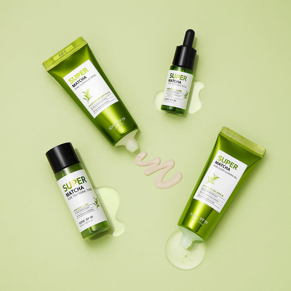 SomeByMi’s Super Matcha Pore Care Starter Kit which comes with Cleansing Gel, Clay Mask, Toner, and Serum