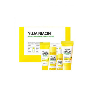 Flat lay of SomeByMi Yuja Niacin 30 Days Brightening Starter Kit Edition