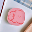 Cute Doodle Travel Contact Lens Case in Pink Cloud Design