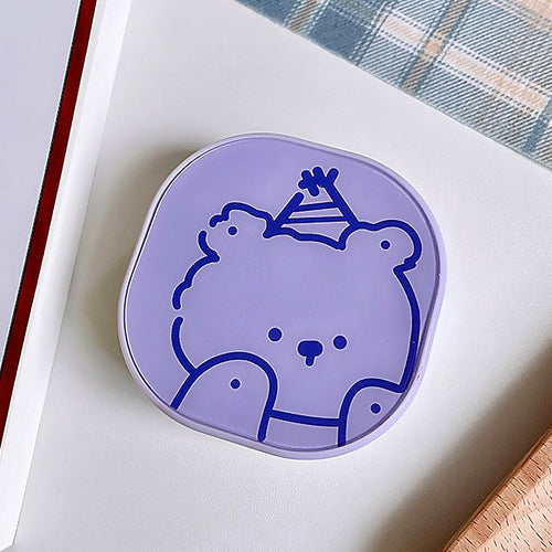 Violet Bear Doodle Designed Cute Contact Case
