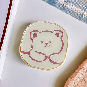 Cute Yellow Teddy Doodle Design of Travel Contact Case