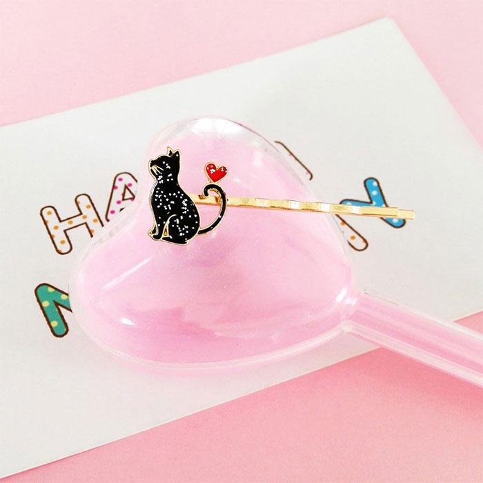Black Kitty Bobby Pin