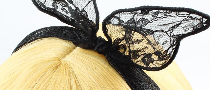 Black Lace Bunny Ears Headband