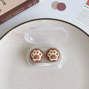 cute white cat paw cartoon contact lens case portable box 