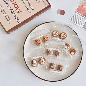 3D kawaii cute brown contact lens case kit