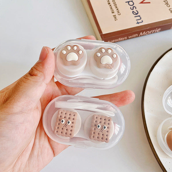 cute aesthetic biscuit and paw contact lens case kit  