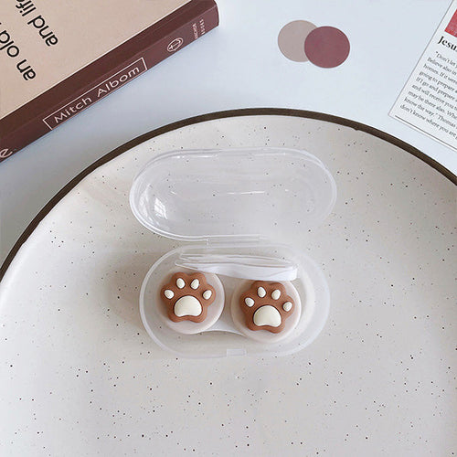 cute brown portable contact lens travel case