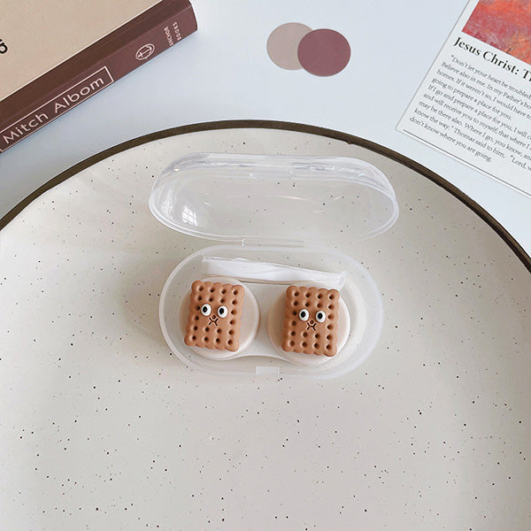cute biscuit cracker travels portable contact lens stick tool case set lenses