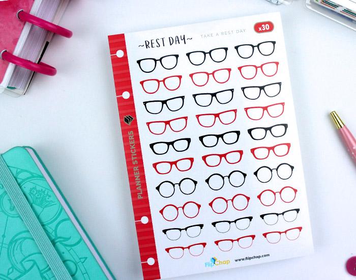 Black and Red Glasses Stickers