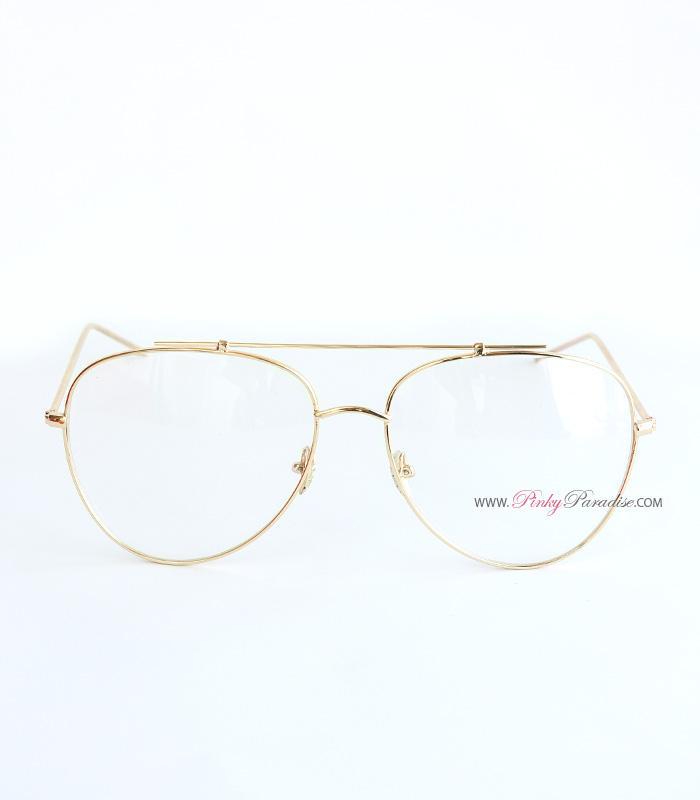 Gafas de aviador transparentes oro