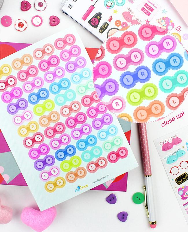 Colorful Contact Lens Case Stickers - PinkyParadise | PinkyParadise