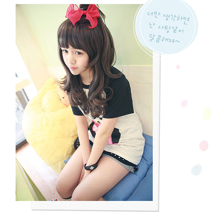 Premium Wig Loveme Straight Hair Wavy End (Cinnamon Brown)