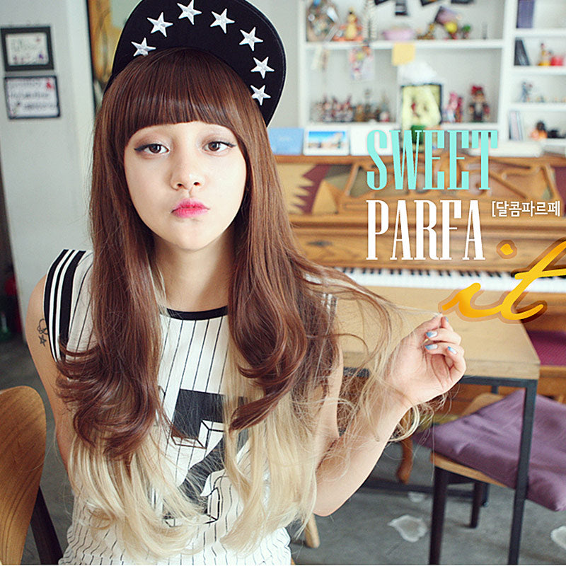 Premium Wig Sweet Parfa Straight Hair Wavy End (Orange Brown)