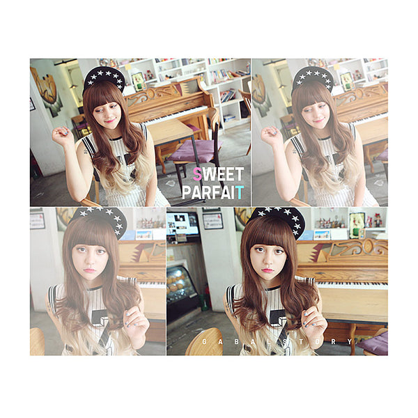 Peluca Premium Sweet Parfa Cabello Liso Punta Ondulada (Marrón Anaranjado)