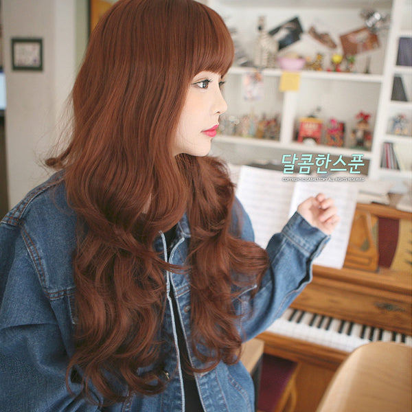 Premium Wig Sweet Spoon Soft Curly Hair (Red Brown)