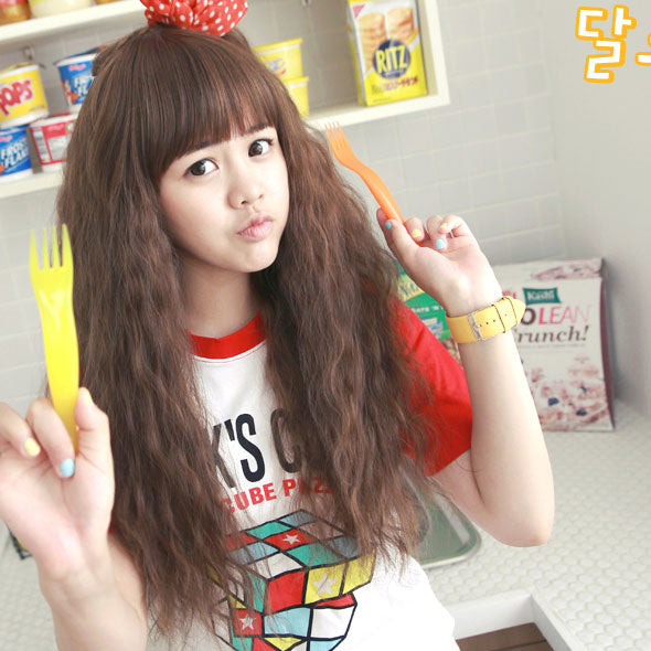 Premium Wig Mood Child Small Soft Curly Hair (Golden Brown)