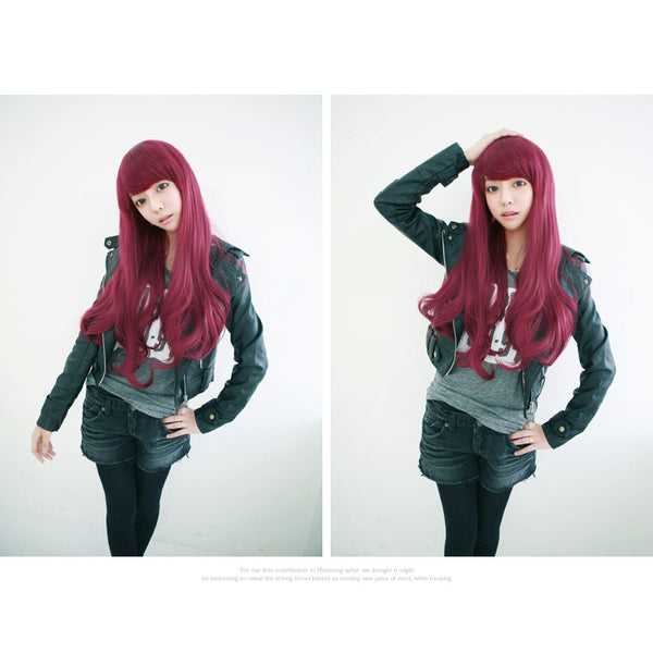 Premium Wig Cherries Jubilee Straight Hair Wavy End (Red Wine)