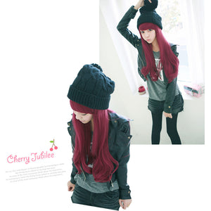 Premium Wig Cherries Jubilee Straight Hair Wavy End (Red Wine)