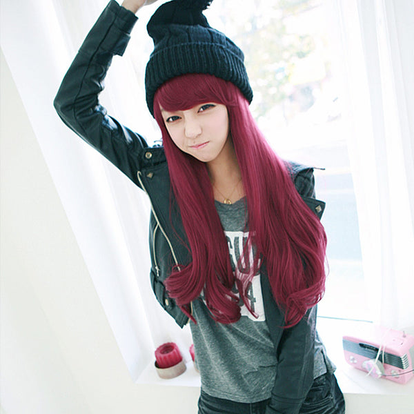 Premium Wig Cherries Jubilee Straight Hair Wavy End (Red Wine)