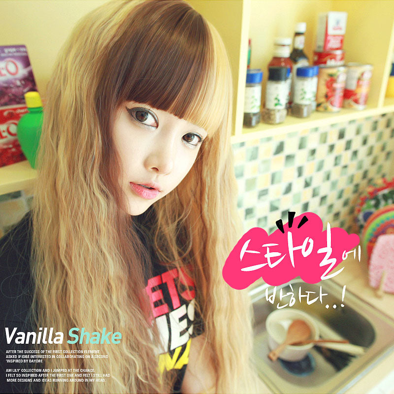 Premium Wig Vanilla Shake Small Soft Curly Hair (Blonde & Brown)