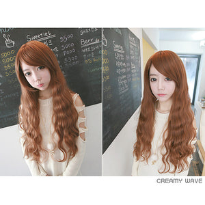 Premium Wig Cremige Welle Weiches Wellenhaar (Orange Braun)