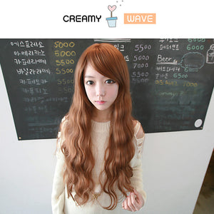 Premium Wig Cremige Welle Weiches Wellenhaar (Orange Braun)