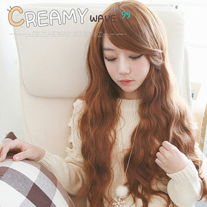 Premium Wig Cremige Welle Weiches Wellenhaar (Orange Braun)