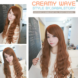 Premium Wig Cremige Welle Weiches Wellenhaar (Orange Braun)