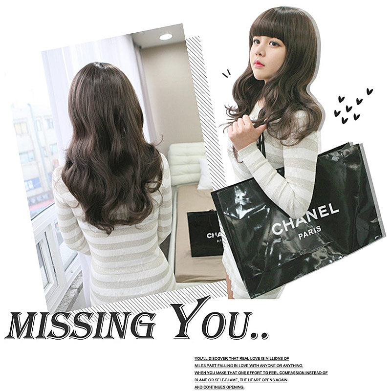 Premium Wig Missing You Volume Wave Straight Hair Wavy End (Cinnamon Brown)