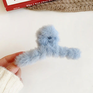Blue Faux Fur Hair Claw Clip    