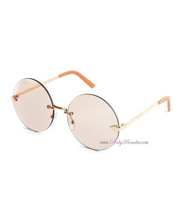 Hippie Rimless Round Sunglasses | PinkyParadise Brown