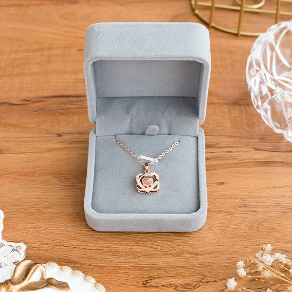 I Love You In 100 Languages Projection Necklace (Rose Gold)