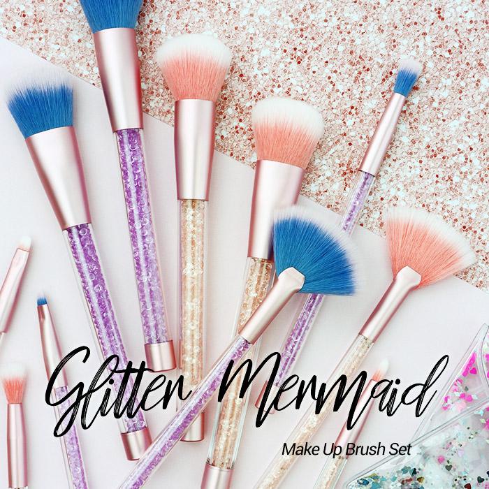 Mermaid Glitter Make Up Brush Set