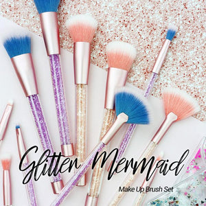 Mermaid Glitter Make Up Brush Set