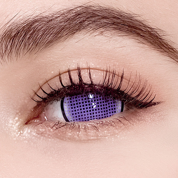 violet mesh mini sclera colored contacts for Halloween 