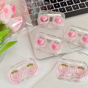 3D kawaii cute peach contact lens case kit