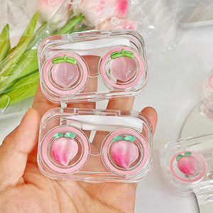 Glossy gradient pink peach contact lens case for travel 