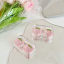 cute acrylic peach travel portable contact lens case 